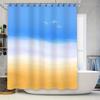 Summer Bathing Shower Curtain Blue White Yellow Gradient Design For Bathroom Decor With Hooks Included
