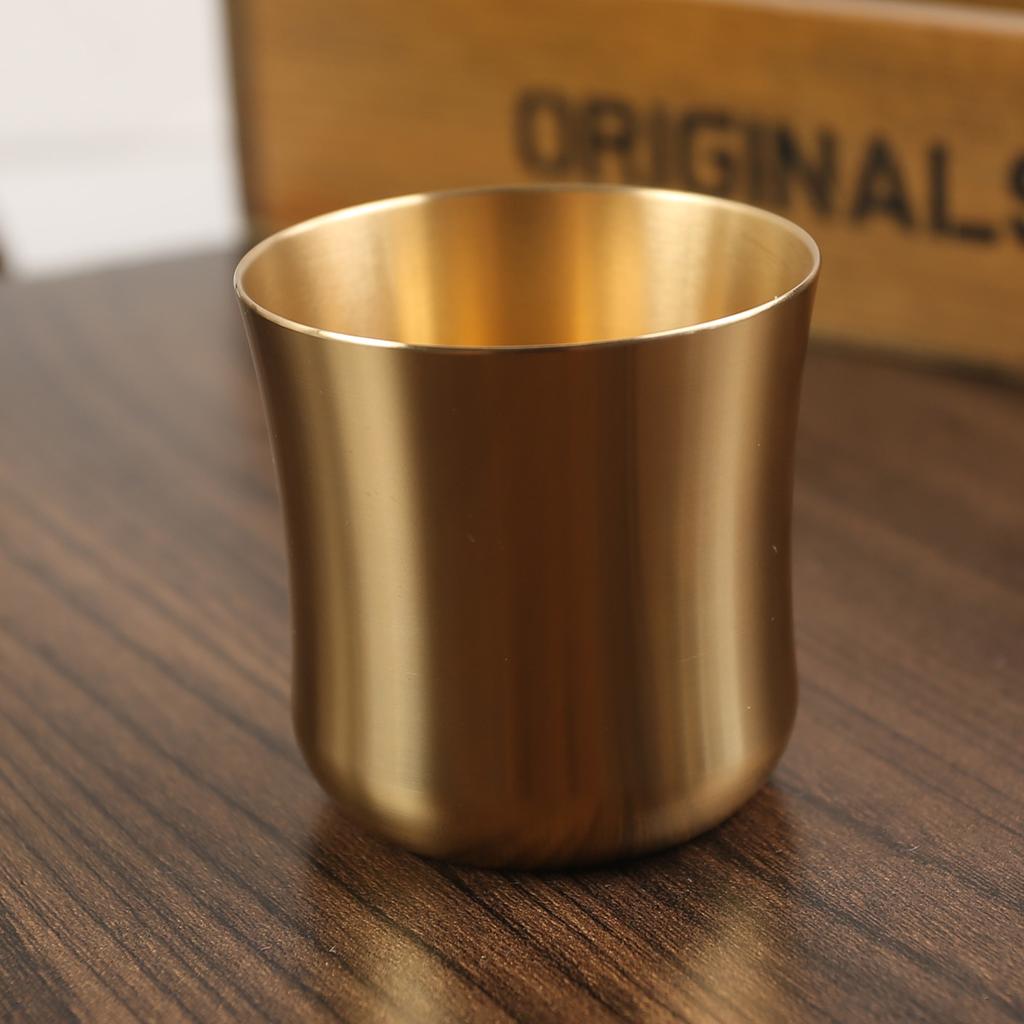 Brass Small Waist Baifu Cup Dragon and Phoenix Cup Landscape Cup Creative Small Cup Two or Two Cups Brushed Sealing Glaze Laser Engraving