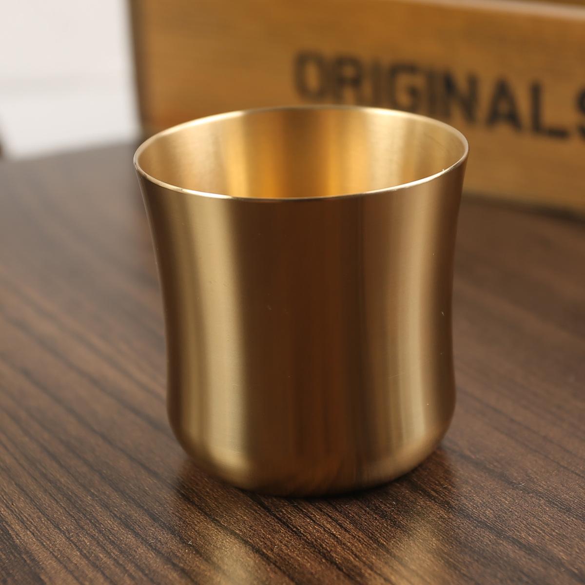 

Латунная чашка «Байфу» с узкой талией, чашка «дракон и феникс», пейзажная чашка, креативная маленькая чашка, чашка на две унции, матовая герметичная глазурь, лазерная гравировка