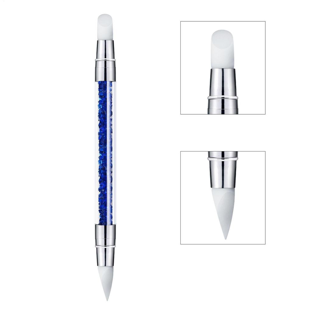 Professional D ual Tipped Silicone Nail Brush Set Rhinestone Carving Polishing Pen Manicure N ail Art Tools For Salon Home DIY