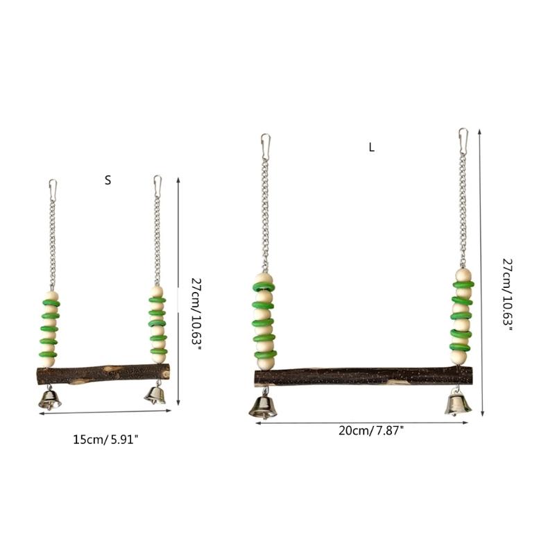 Bird Gym Swing Toy Birdcages Wood Beads Swing Toy Grinding Chewing Toy for Small Medium Bird Birdcages Hangable Perches Toy