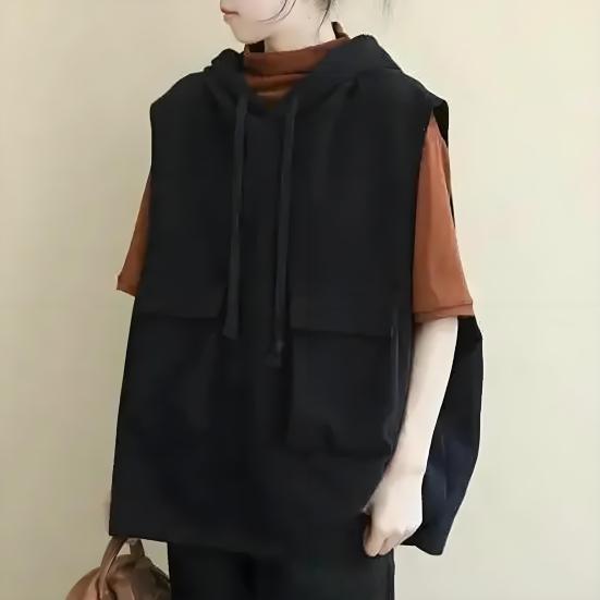 Women's Sleeveless Hoodies Summer Athletic Exercise Tank Tops Workout Gym Pullover Sweatshirt with Pockets