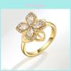 Fashionable Copper Flower Zircon Ring With Adjustable Fit For Womens Jewelry Collection