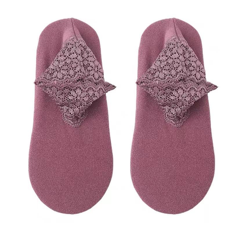 Warme Wadenlange Damensocken mit Spitzenbesatz - Dick, Kältebeständig, Rutschfestes Silikon, Bequeme Herbst-/Winter-Haussocken für den Boden