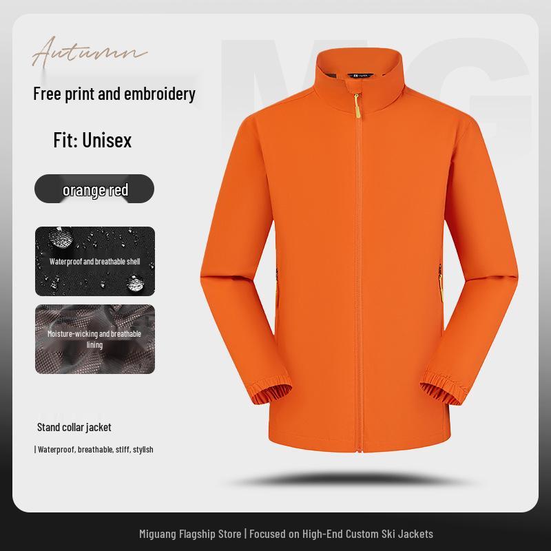 Men's Waterproof Windproof Mountaineering Jacket with Custom Logo Print - Durable Workwear for Companies and Groups