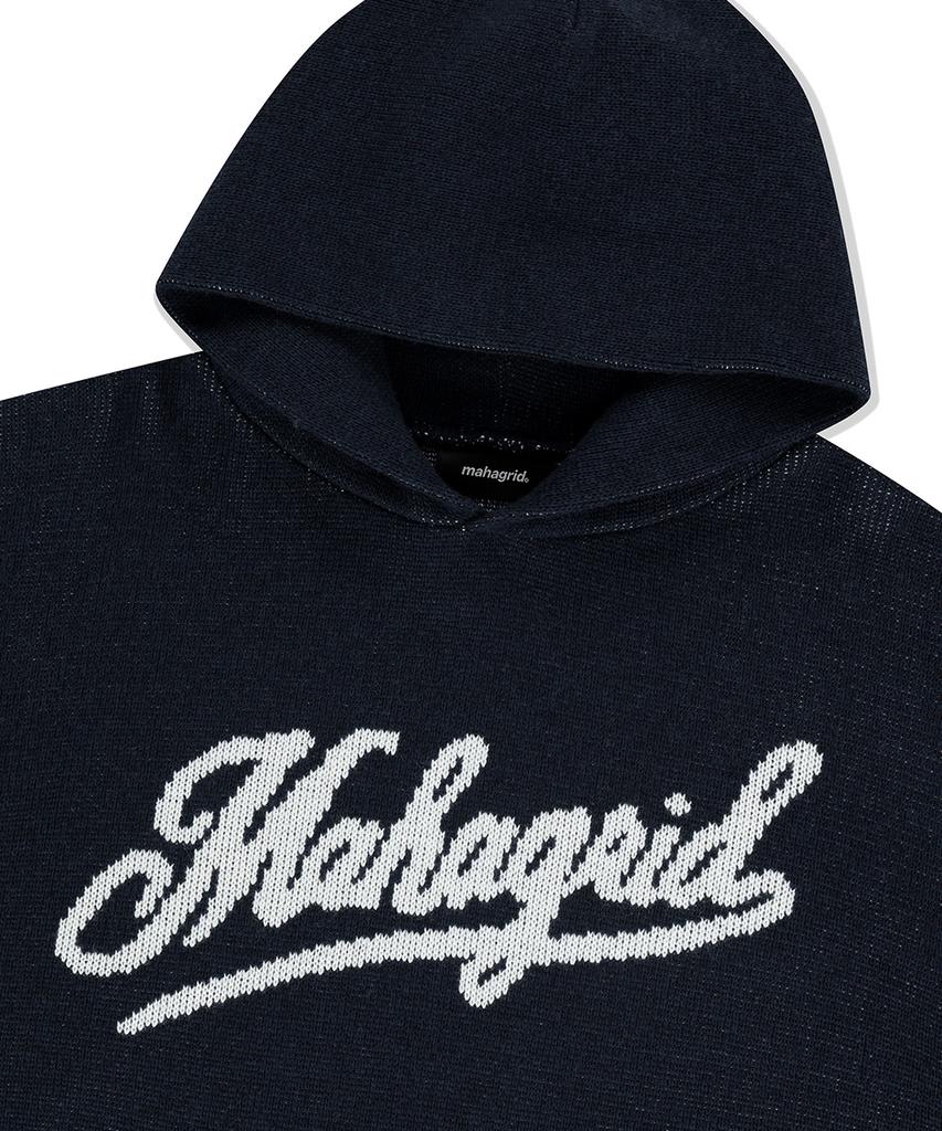 MAHAGRID Script Logo Knit Hoodie Navy(Mg2Efmk640A)