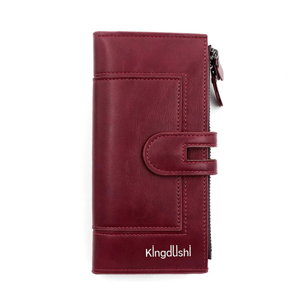 

Винтажный длинный кошелек из полиуретана, модный, большой вместимости, для нескольких карт, легкий, с двойными молниями и магнитной застежкой