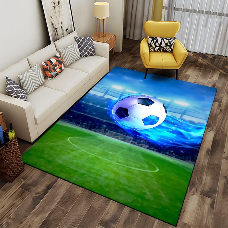 Soccer Ball On Fiery Field Suitable As a Non-slip Mat for the Living Room or Bedroom Sofa
