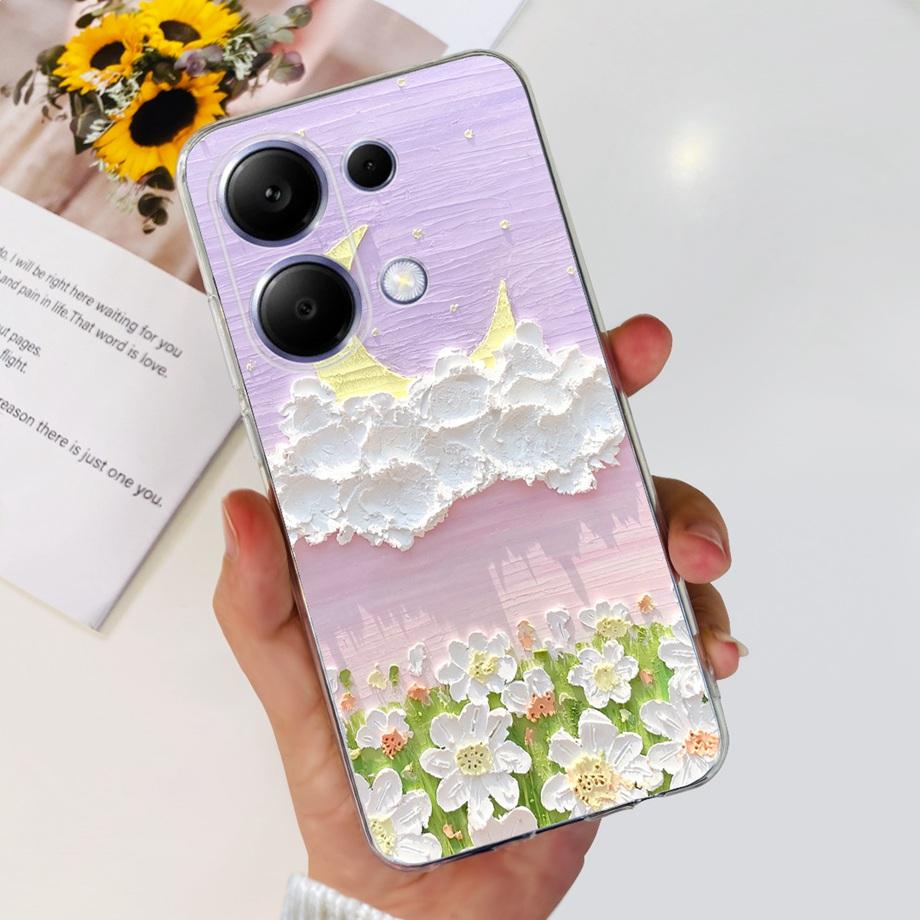 For Xiaomi Poco M6 Pro 4G Capa Case Transparent Soft TPU Slim Bumper Shell Love Heart Cute Cat Coque For Redmi Note 13 Pro 4G