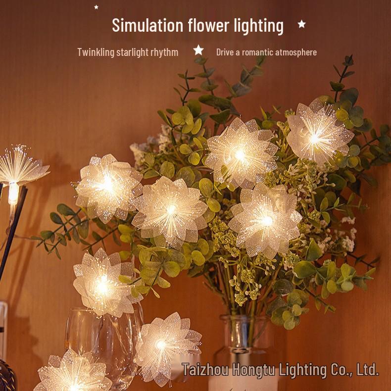 Creative LED Solar Fiber Optic Flower String Lights for Weddings & Decorations