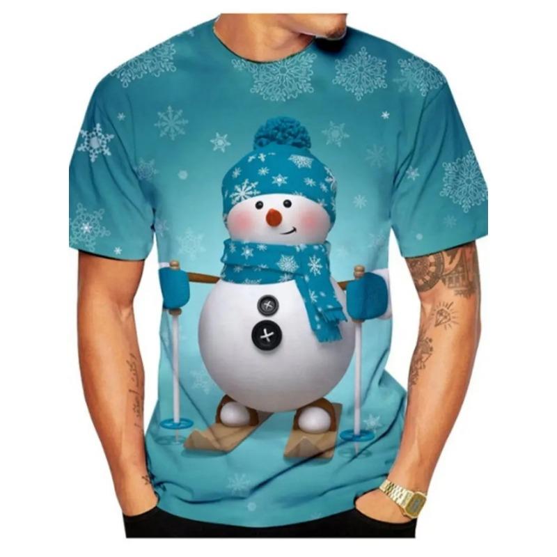 Christmas Men's T-Shirt Cute Santa Claus Pattern Short Sleeve T-Shirt Holiday Fashion Top Tees Casual Comfortable Men's Clothing