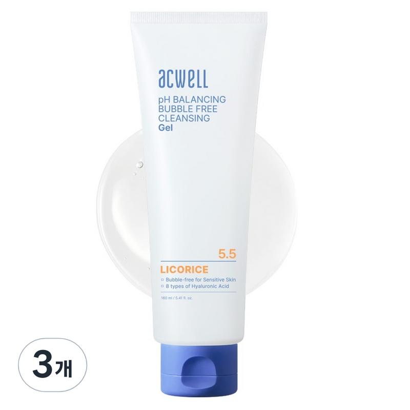 Acwell pH Balancing Bubble-Free Cleansing Gel, 160ml, 3 pcs