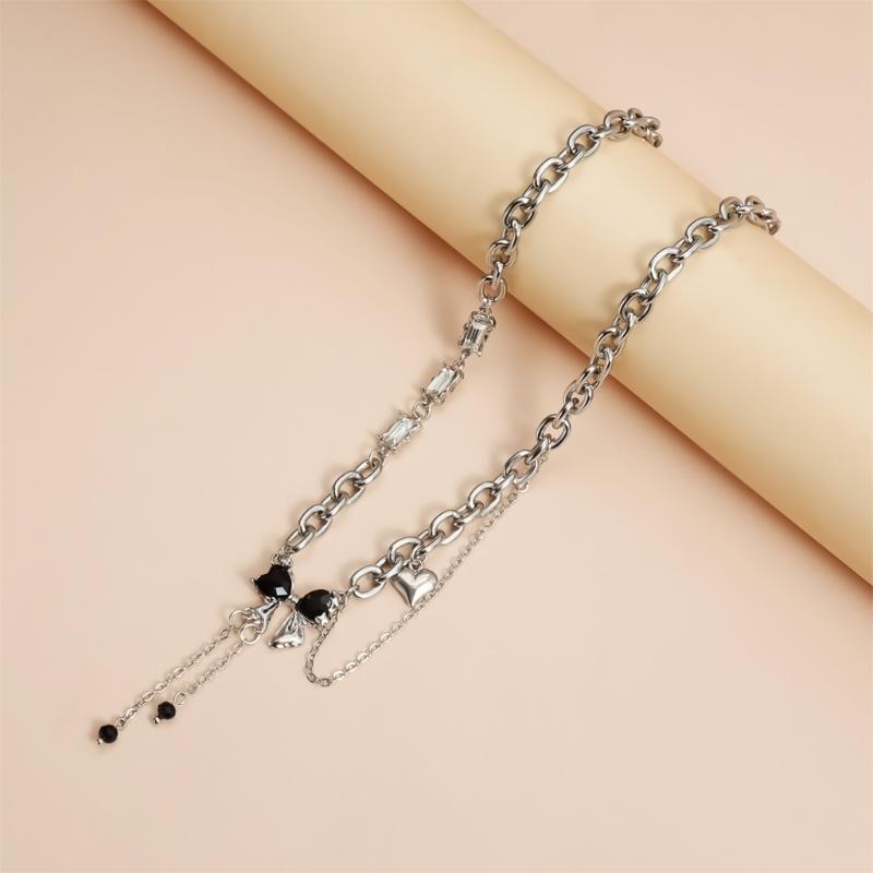 Bowknot Pendant Necklace Multifuntional Shimmering Neck Jewelry Alloy Texture Suitable for Everyday Wear and Parties