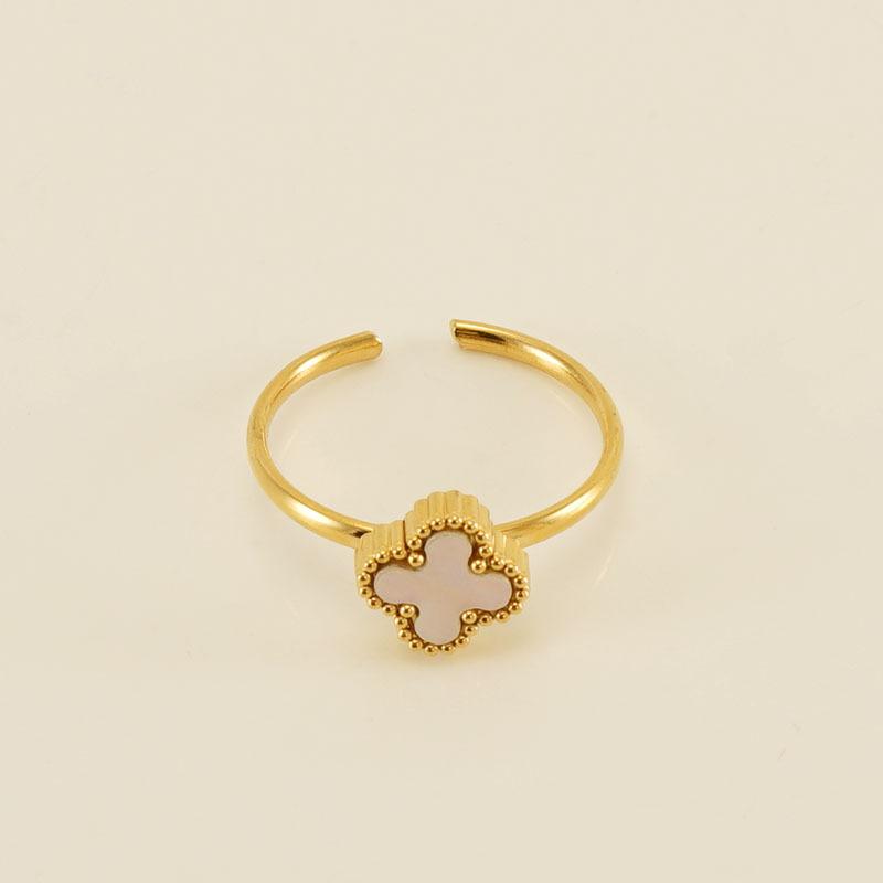 Titanium Steel Four-leaf Clover Love Ring Fashionable Versatile Commuter Simple Women's Ring