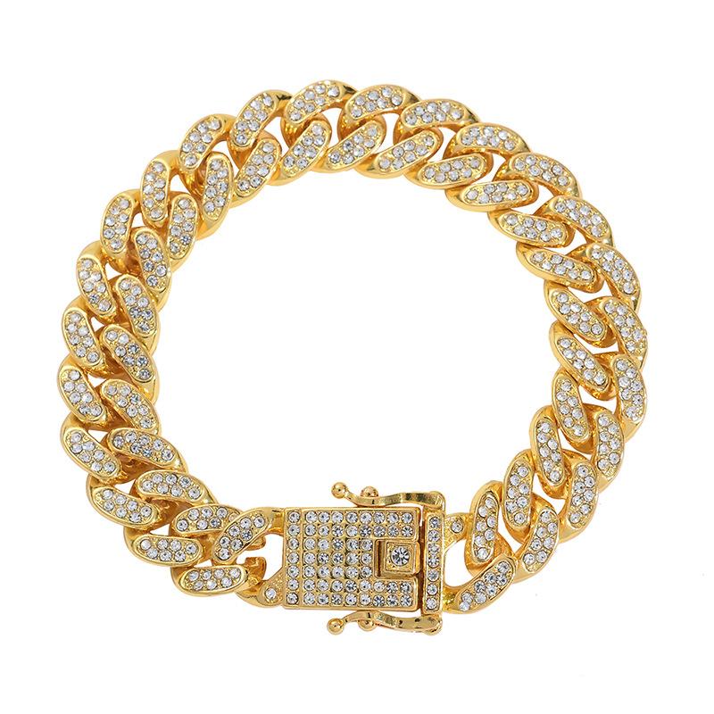 Men S Gold Hip Hop Style Oval Alloy Full Diamond Necklace Men S Jewelry Hip Hop Cuban Chain Trendy Men S Jewelry