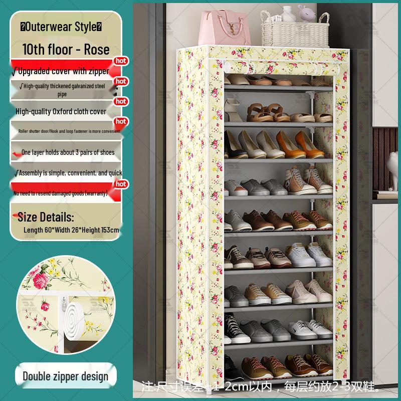 Multi-Layer Indoor Shoe Rack with Curtain