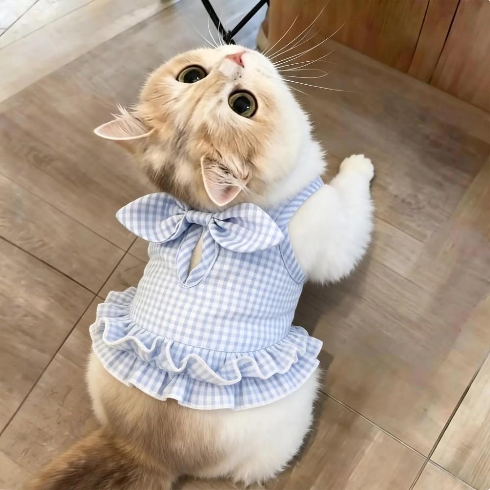 Ruffle Edge Dog Skirt Bow Decor Dog Harness Vest Cute Style Pet Dog Dress  Spring Summer
