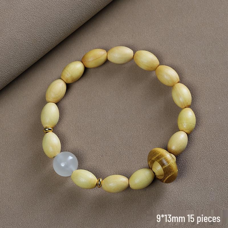 Small Leaf Boxwood Rosary: 108 Solid Wood Buddhist Beads Unisex Bracelet - High Density Sinking Wood