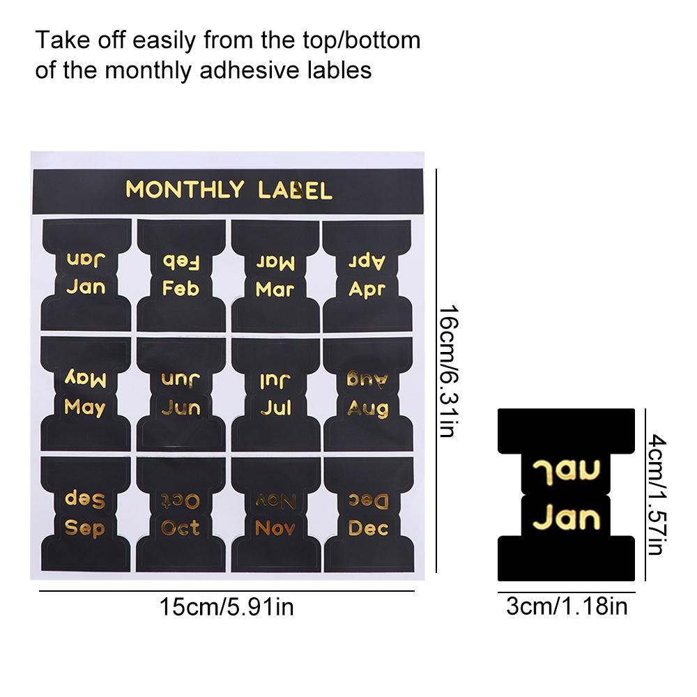 12 Pcs Studying Adhesive Monthly Stickers Black Monthly Calendar Stickers  Notebook