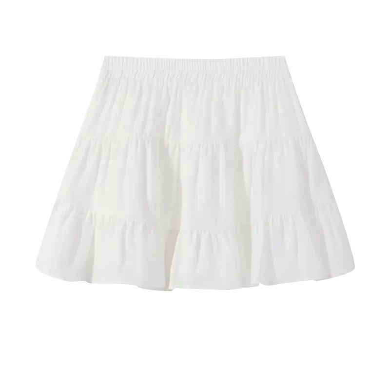 White Pleated Skirt Cake Skirt Women's Summer New Word Skirt High Waist Ballet Style Sweet Short Skirt