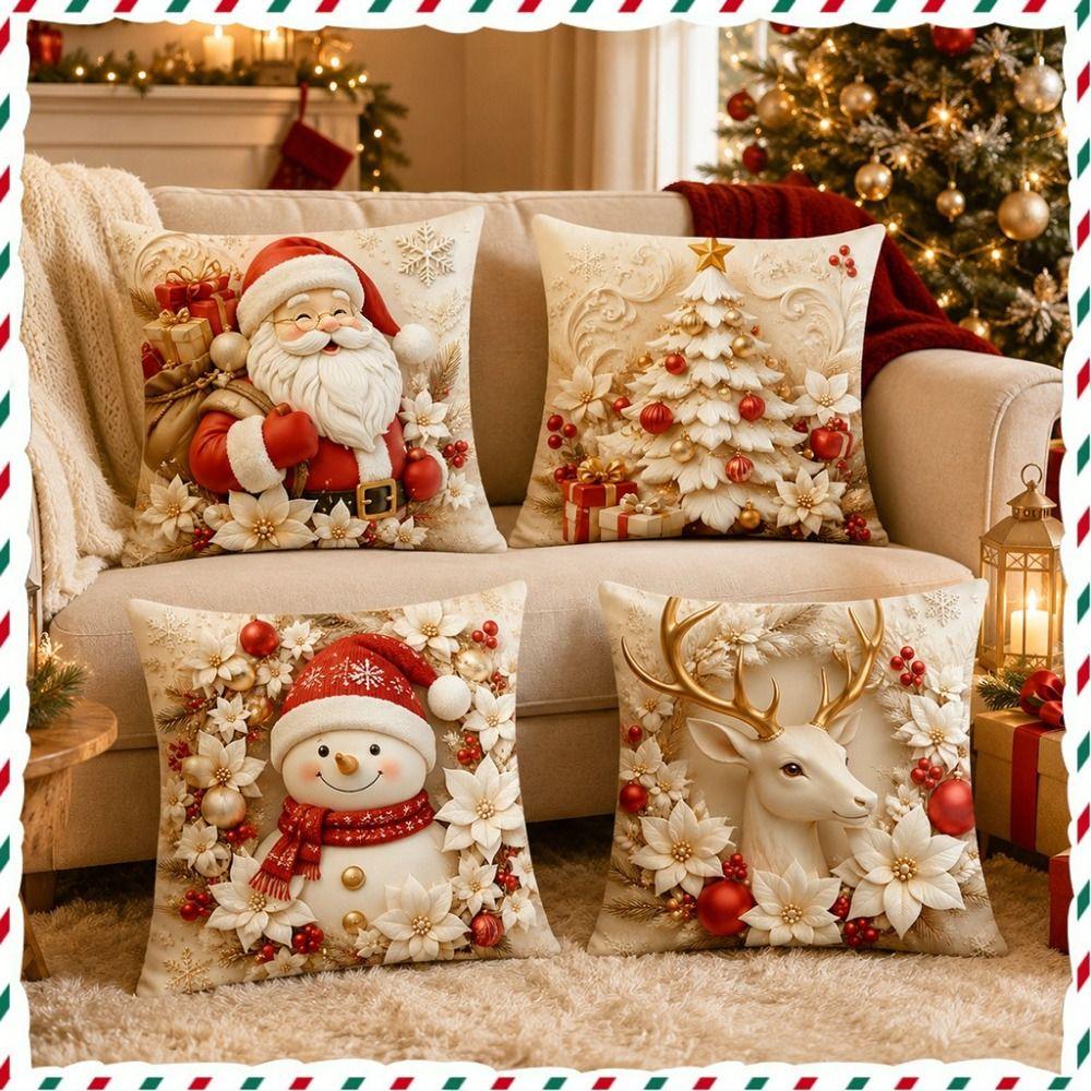 45x45cm Christmas Pillow Covers Detachable Soft Holiday Cushion Case  Sofa House Room
