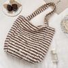Simple Stripes Double Sided Back Faux Lamb Wool Women's Shoulder Bags Versatile Female Tote Bag Large Capacity Ladies Handbag