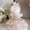 Korean Pink Lovely Pet Dog Clothes Simple Handmade Cotton Lace Party Princess Dresses for Small Medium Dog Poodle Puppy Overalls
