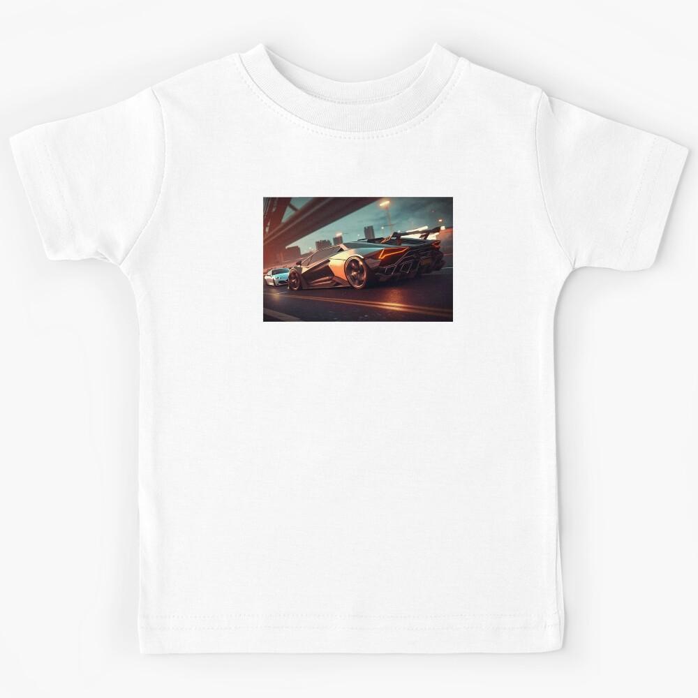 Ultra Realistic Supercars Speeding On The Highway Kids T-Shirt 150