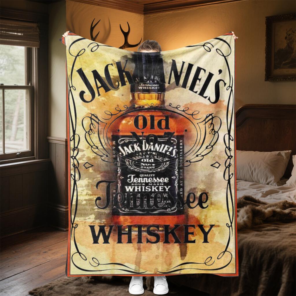 Jack Daniel's Sparkle Pluszowy Koc Miękki Wygodny Koc na Wszystkie Pory Roku Koc na Sofę Biuro Drzemki Koc Podróżny Zewnętrzny Idealny Prezent