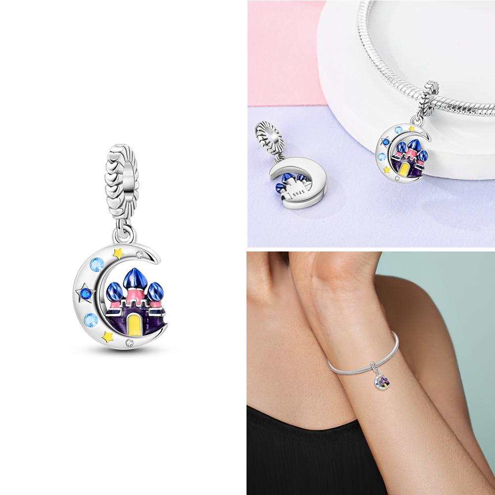 Original Charms Copper Blue Moon Stars Sun Rockets Astronauts Hearts Beads Fit Bracelet Women Diy Romantic Gift Jewelry