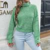 Chic Women Colorful Blend Autumn Loose Turtleneck Balloon Sleeve Winter Sweater Sizes S to L