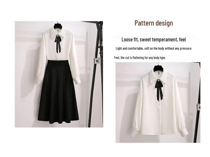 2026 Spring/Autumn Women's Korean Style Suit: Elegant Shirt & Skirt Two-Piece Set
