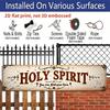 2D Flat, 1pc Large 15.7×3.94 Inch Holy Spirit Welcome Sign - Rustic Vintage Metal Wall Art with Holy Spirit Lettering & Cursive Welcome Message