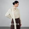 Damen Off-White Slim-Fit Langarmhemd mit fließendem Kragen - Vielseitiges Design für Herbst/Winter 2025
