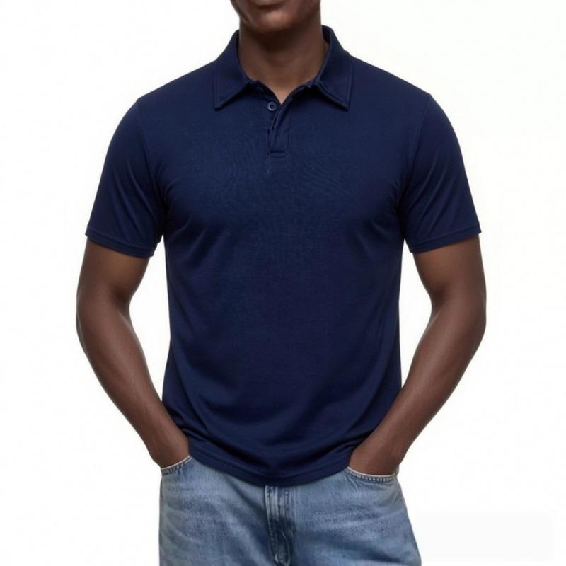 Men Solid Color Lapel Two Button Short Sleeve Basic Polo Shirt Multi Colors Available
