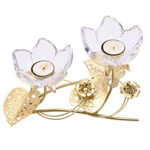 Hestia Glass Stem Double Candle Holder