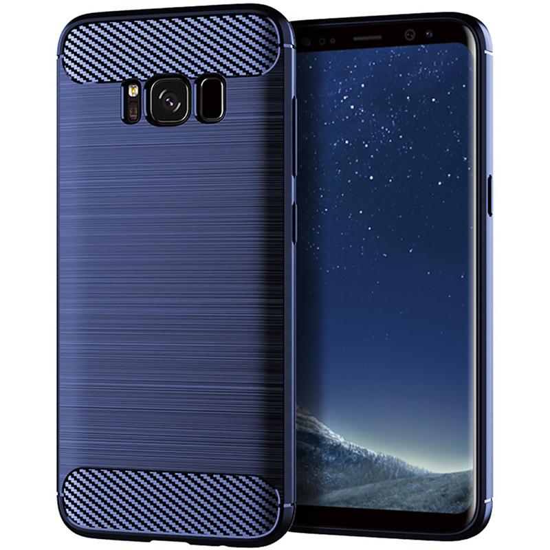 Custodia in Silicone Antiurto per Samsung S8 Plus Galaxy S8+ Custodia in Fibra di Carbonio Spazzolata per Galaxy s8plus Cover Posteriore Coque Fundas