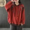 Autumn Hoodies Embroidered Female Clothes Hooded Red Sweatshirts for Women Loose Baggy Tops Aesthetic Thick Goth Women's Top