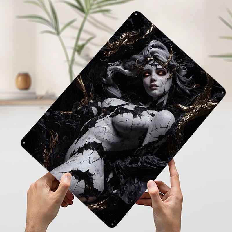 Cracked Marble Woman Tinplate Poster Customized Wall Art Vintage Retro Metal Signs for Decoration Living Room Decor Men Man Cave