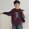 Boys Long Sleeve Fake Two Piece T Shirt Hong Kong Style Kids Casual