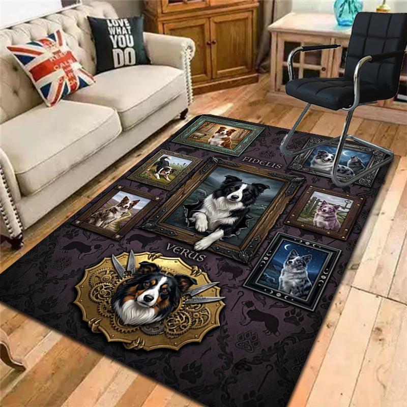 Dog Portraits Gallery Pattern Rug Floor Mat for Living Room or Bedroom Soft and Comfortable Carpet a Gift for Birthday and Holiday.