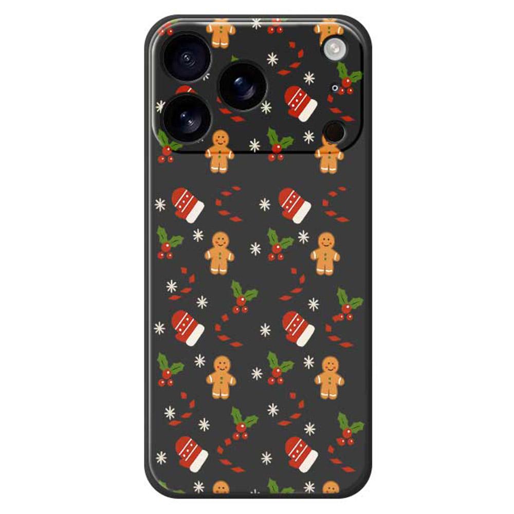 

For iPhone 17 Pro Max Case Gingerbread Gloves Pattern Printing Straight Edge TPU Phone Back Cover Black