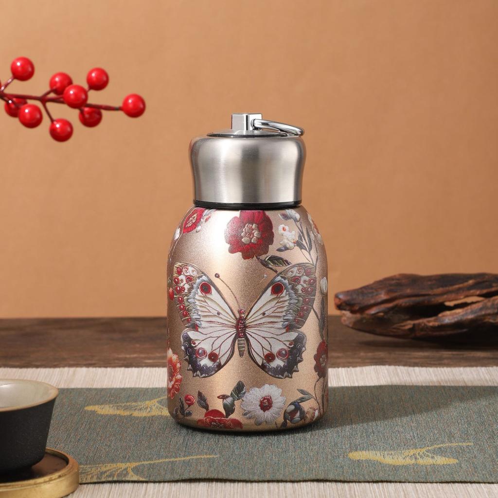 New Peacock Little Fatty Ding Thermos Cup Vacuum Accompanying Gift Cup Outdoor Portable Belt Pocket Cup