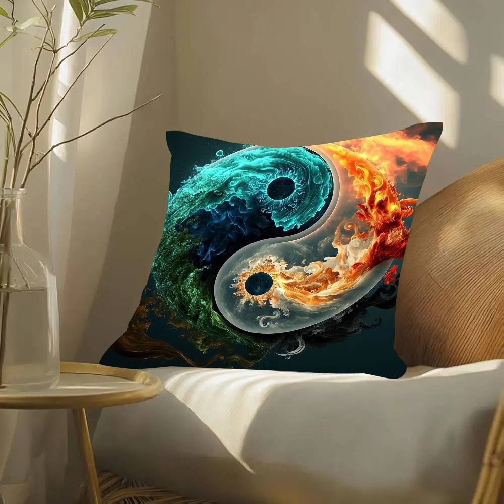Tai Chi Symbol Pillow Case Fashion Square Pillowcase Bedroom Sofa Room Ins Decoration Leisure