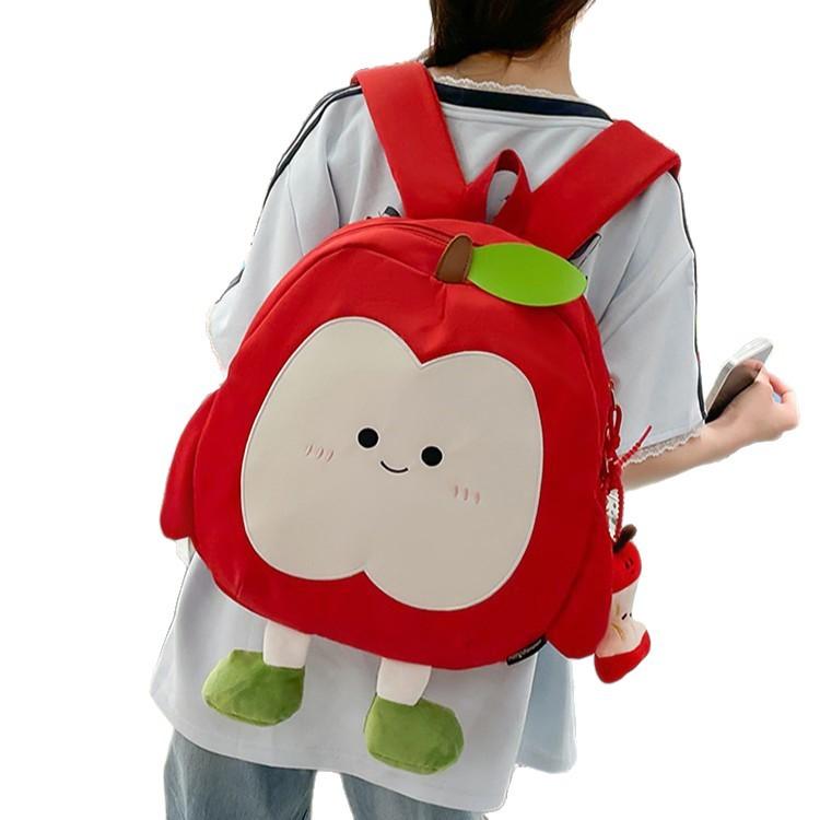 Schoolbag Children's Cute Apple School Bag Girls Japanese Lightweight Cartoon Large Capacity Backpack Casual Cloth Bag Travel Backpack
