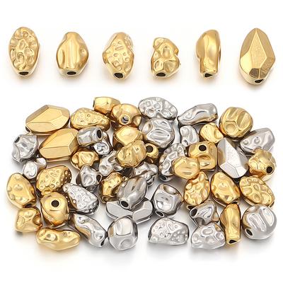 5-10 Stück Unregelmäßige Goldfarbene Edelstahlperlen zur Schmuckherstellung Meteoritenperlen Abstandshalterperlen DIY Armband Halskette
