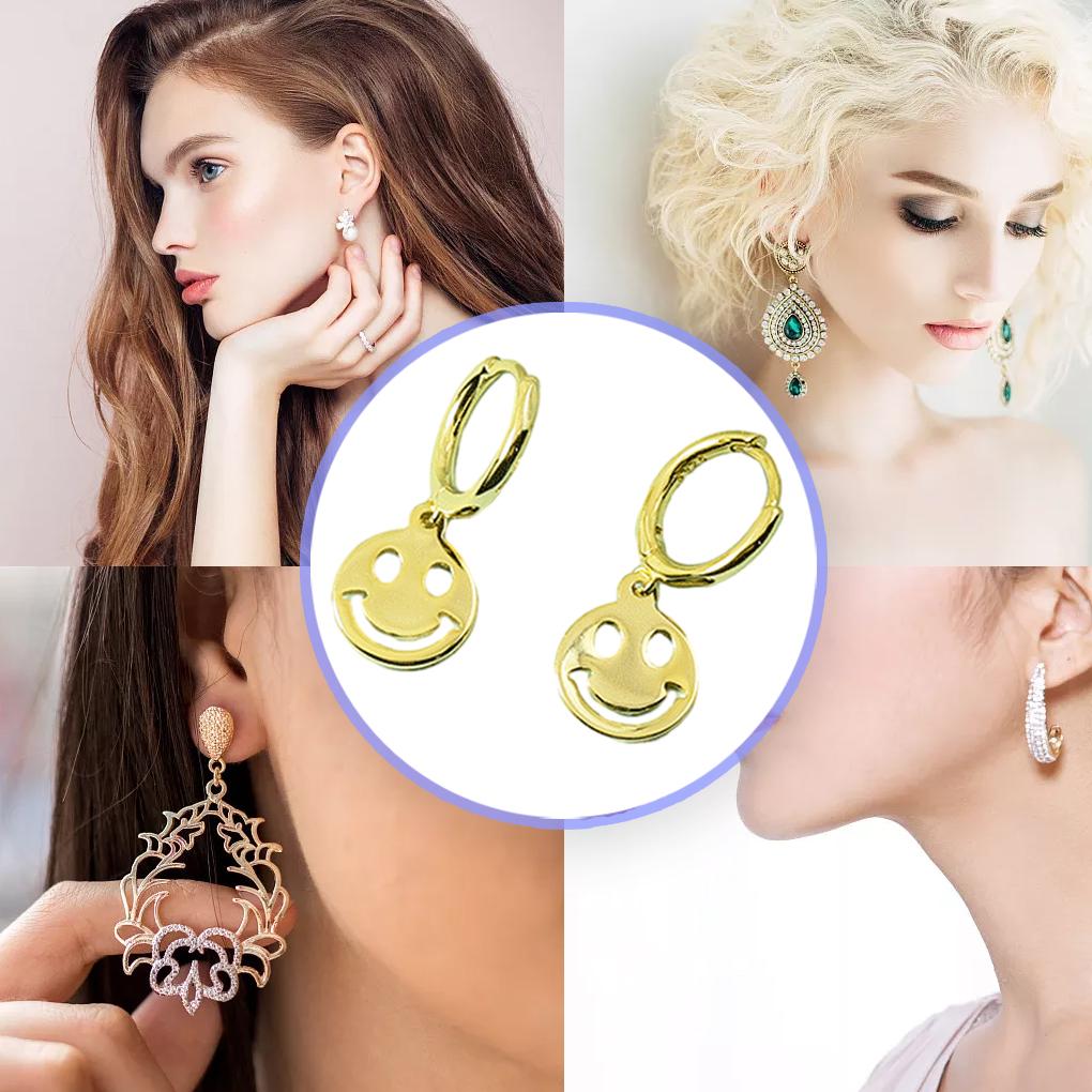 Gold Modern Style Hoop Earrings Exquisite Craft Copper Rustproof Casual Hanging Out Smiling