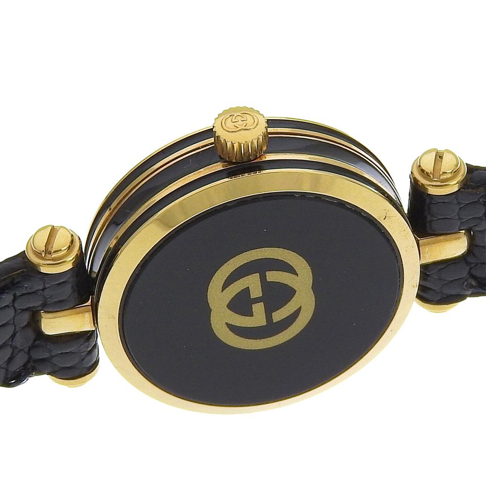 Gucci Sherry Watches Gold blackDial Plated Gold/Stainless Steel Quartz Analog Display Women Used