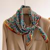 Orange Cashew Flower Cotton and Linen Hair Scarf  Small Square Scarf  Women's Thin Scarf  Linen Headscarf  Versatile Shirt
