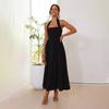 Women's Summer Halter Square Neck Sleeveless Backless Maxi Dress Solid Color Elegant Evening Party Casual Long Dress for Women